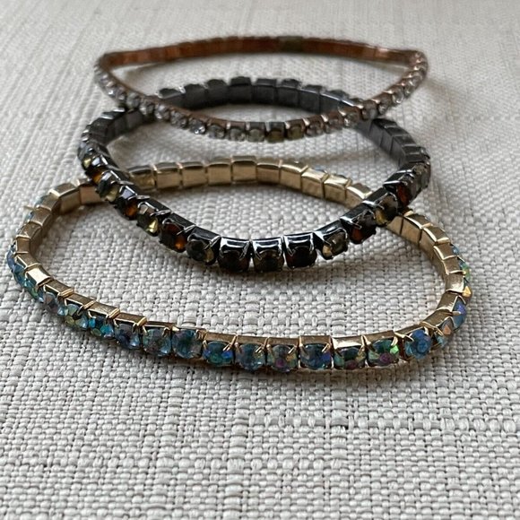 Women Bracelet Set of 3 Bracelet Fashion Jewelry Crytals Accent Stretched Jewelr - Picture 11 of 12